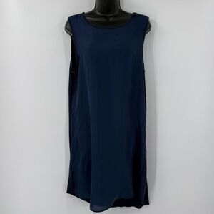 Michael Stars Mix Media Silk Cotton Sleeveless Shift Dress in Navy | One Size
